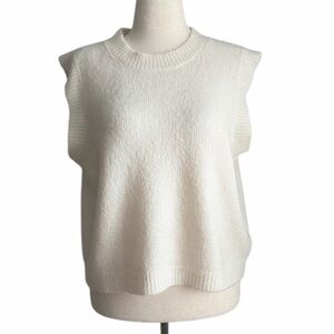 Boden Alpaca Wool Blend Sweater Vest Ivory Sleeveless Knit Womens Size L Preppy